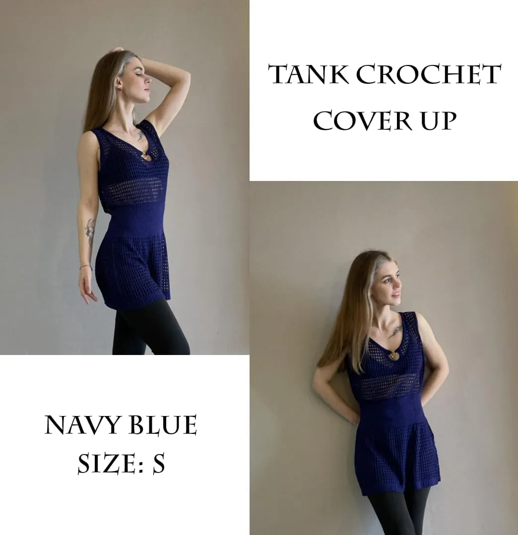 AI'MAGE Womens Beach Cover Up Dress Crochet Hollow Out Bathing Suit Crew Neck Sleeveless Sundresses Summer Swimwear S-XXL