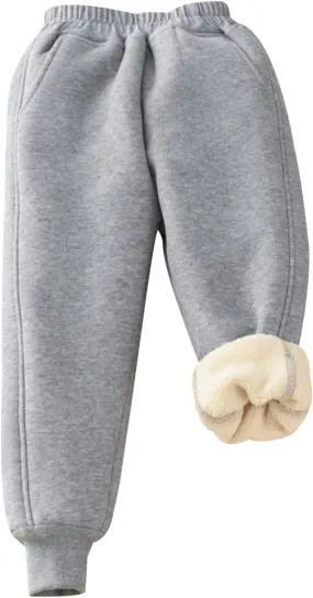 Gihuo Unisex Boys Girls Winter Warm Sherpa Lined Sweatpants Jogger