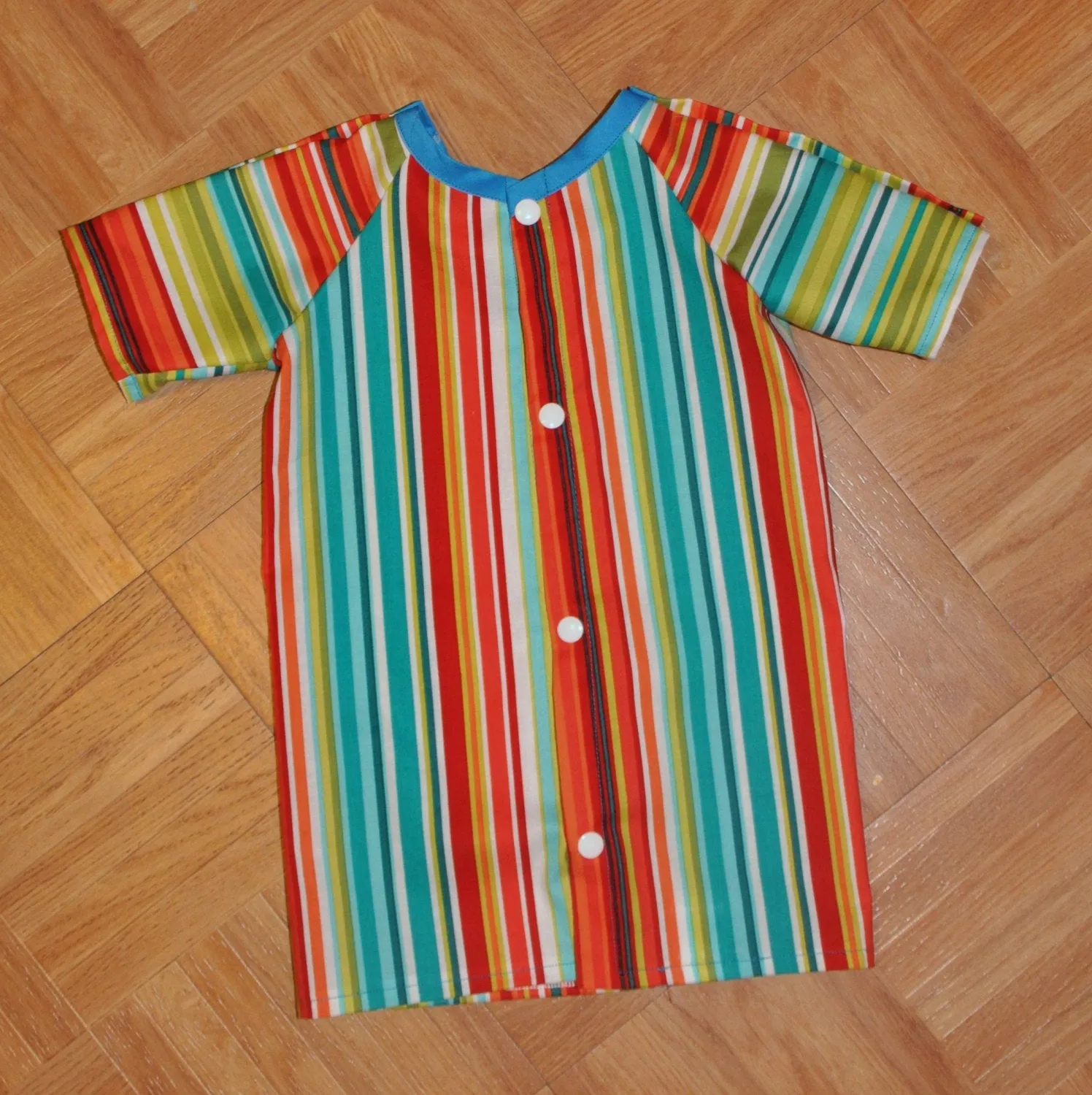 Infant 6/9 Month Bright Stripe Hospital Gown. Ready to Ship.