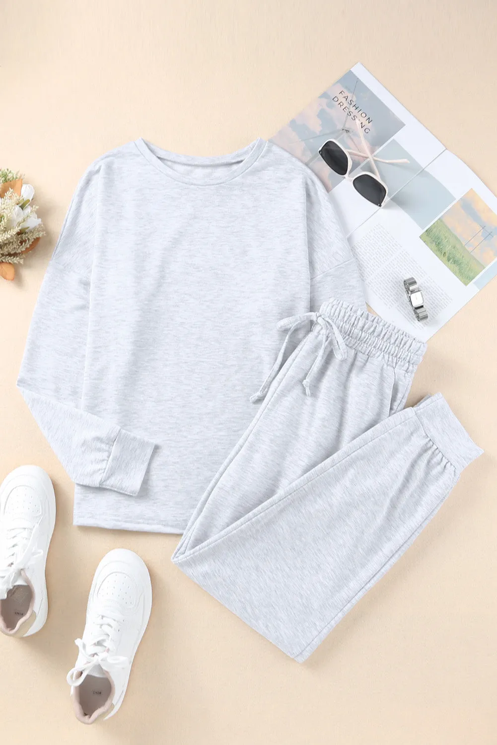 Khaki Long Sleeve Pullover & Jogger Pants Loungewear Set