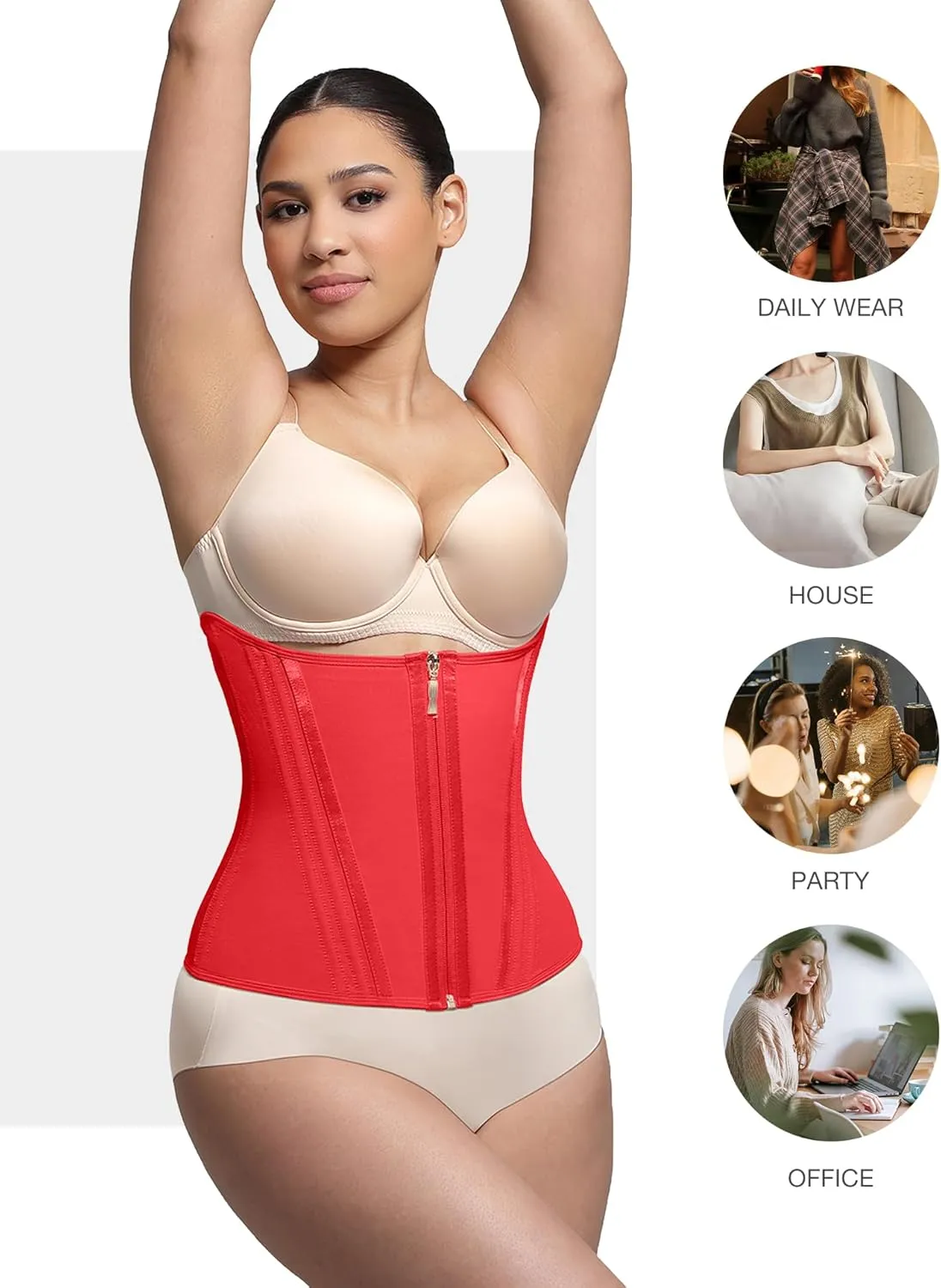 Lover-Beauty Waist Trainer for Women Tummy Control Workout Waist Cincher Corset Shapewear Body Shaper Zipper and Hooks