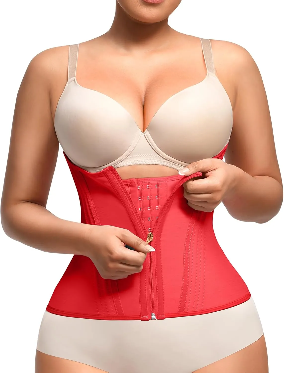 Lover-Beauty Waist Trainer for Women Tummy Control Workout Waist Cincher Corset Shapewear Body Shaper Zipper and Hooks