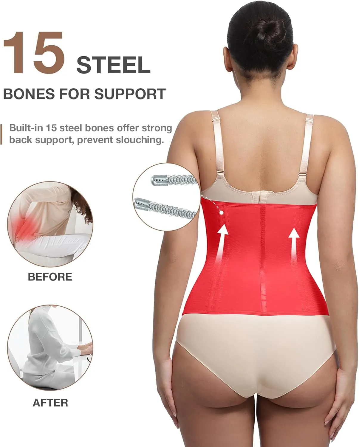 Lover-Beauty Waist Trainer for Women Tummy Control Workout Waist Cincher Corset Shapewear Body Shaper Zipper and Hooks