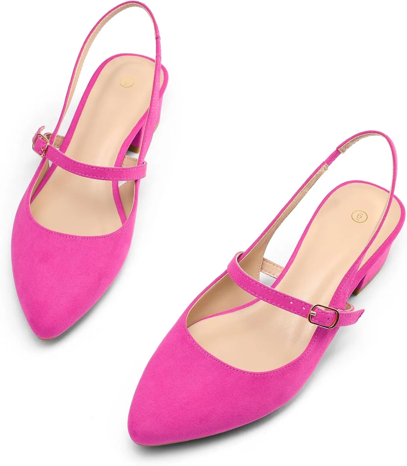 mysoft Women's Slingback Mary Jane Pumps Block Low Heel Adjustable Buckle Dress Shoes