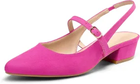 mysoft Women's Slingback Mary Jane Pumps Block Low Heel Adjustable Buckle Dress Shoes