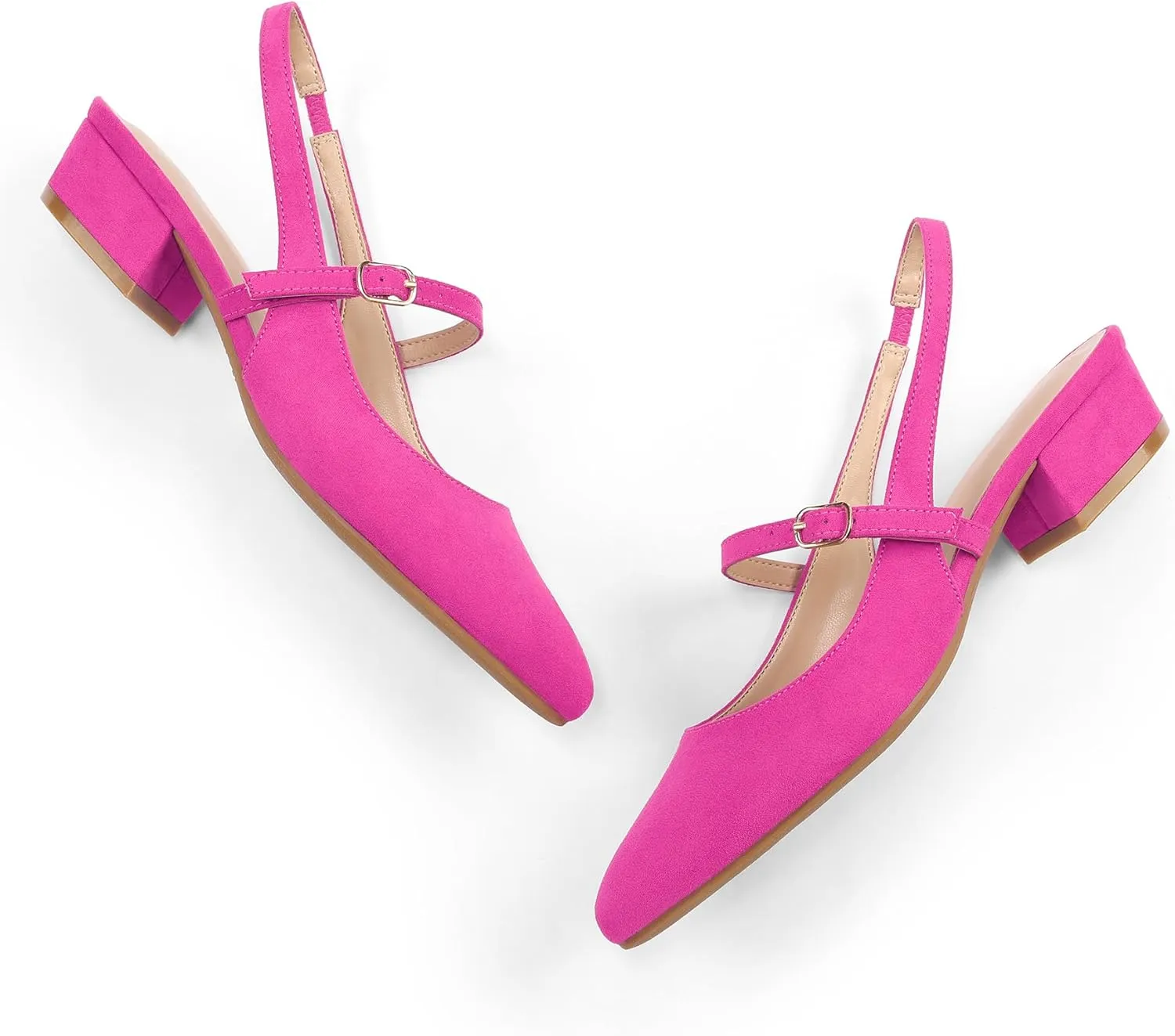 mysoft Women's Slingback Mary Jane Pumps Block Low Heel Adjustable Buckle Dress Shoes