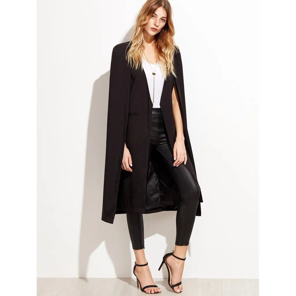 Open Front Longline Cape Blazer