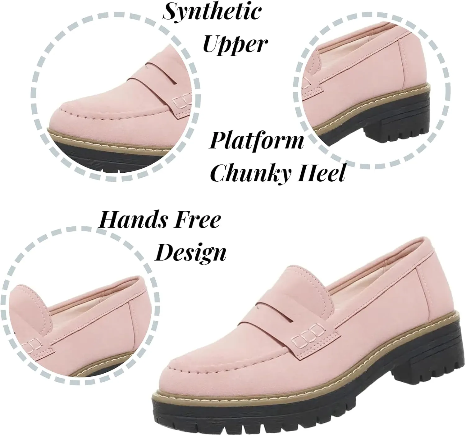 Orthopedic Platform Loafers, Orthopedic Shoes for Women Lug Sole Loafers Round Toe Walking Shoe Comfortable Slip On