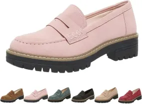 Orthopedic Platform Loafers, Orthopedic Shoes for Women Lug Sole Loafers Round Toe Walking Shoe Comfortable Slip On