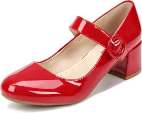 rsxses Mary Jane Shoes Women Chunky Low Block Heels Closed Round Toe Dress Office Work Mary Janes Pumps