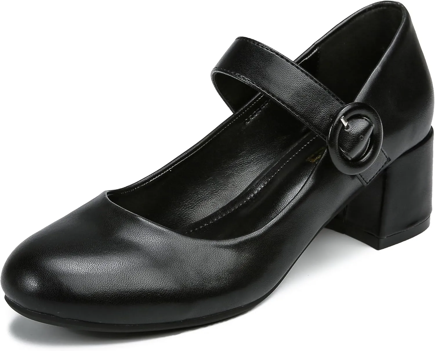 rsxses Mary Jane Shoes Women Chunky Low Block Heels Closed Round Toe Dress Office Work Mary Janes Pumps