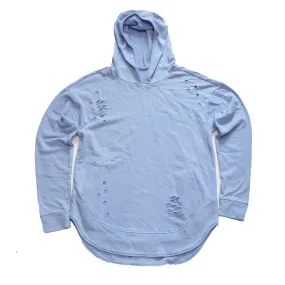 Serenity Curved Hem Men Distressed Scoop Hoodie
