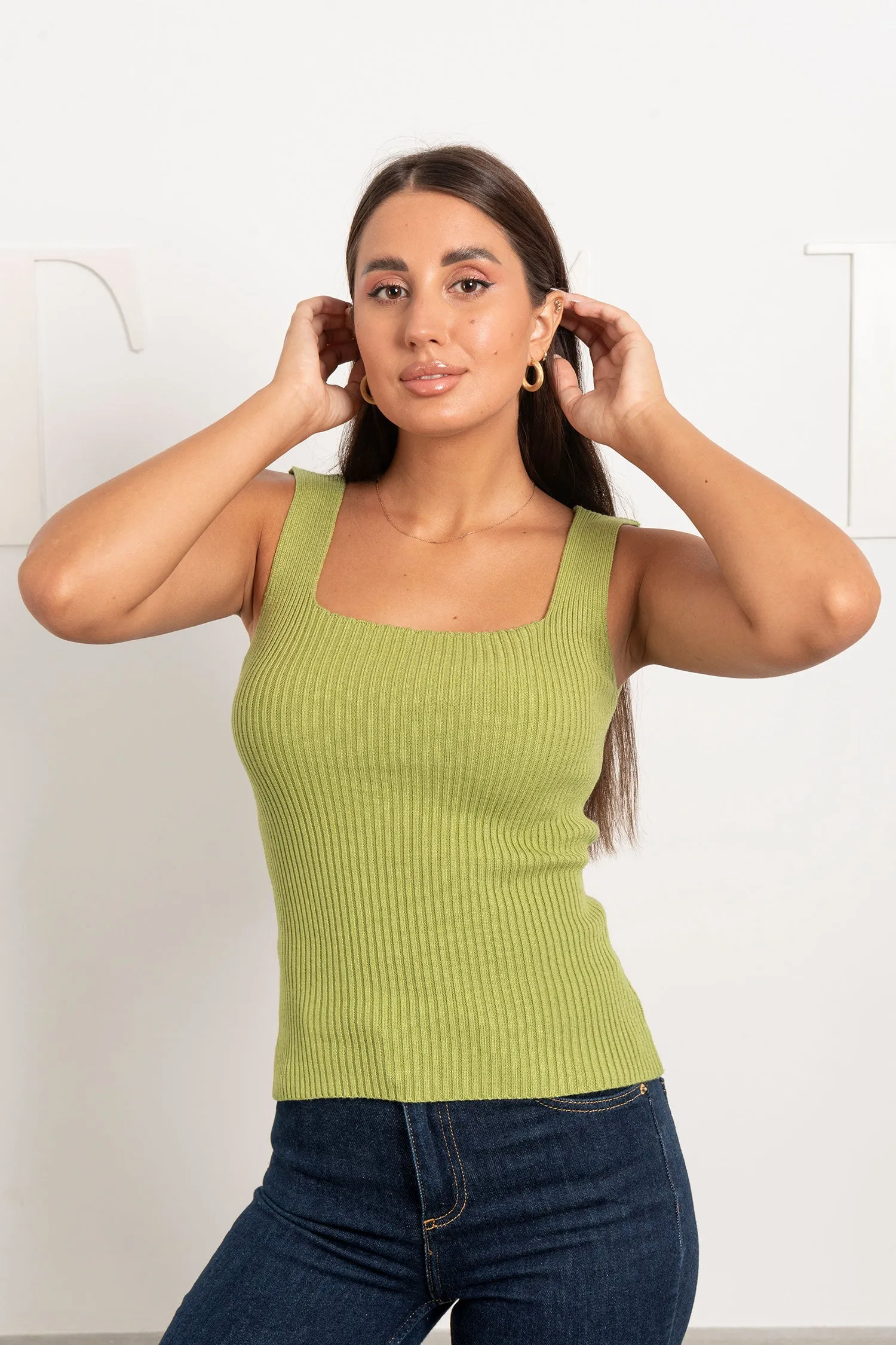 Square Neck Knit Top - Mitcha Label