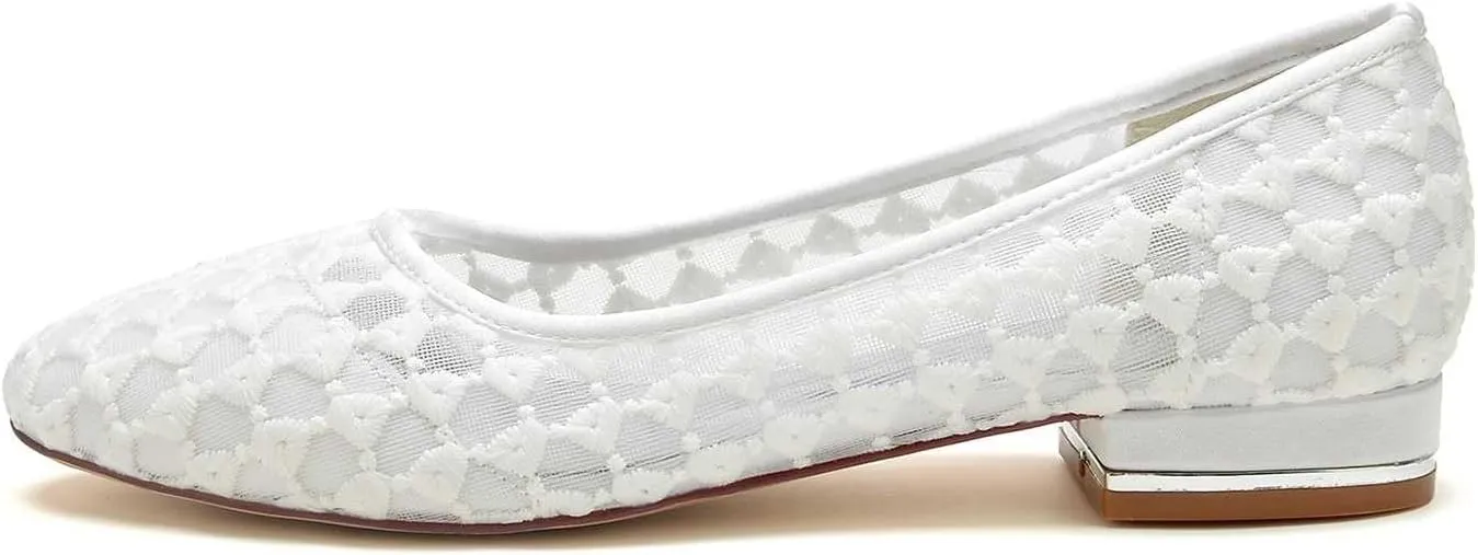 TarfiC Women's Flats, Foldable Ballet Flats for Women, Lace Round Toe Comfort Light Weight Slip-On Dress Shoes