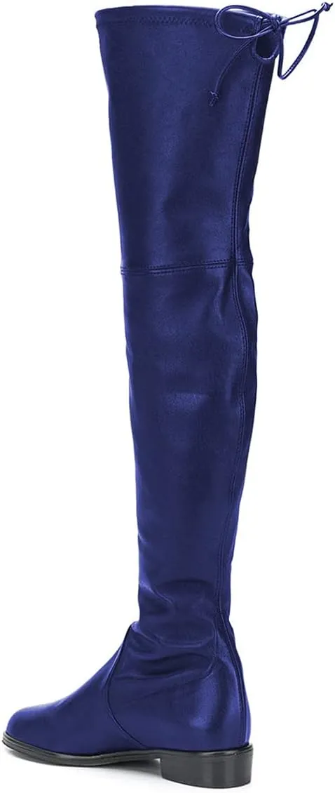 YDN Women Sexy Closed Toe Over The Knee Boots Lace Up Thigh High Low Heel Dress Flat Long Booties Size 4-15 US