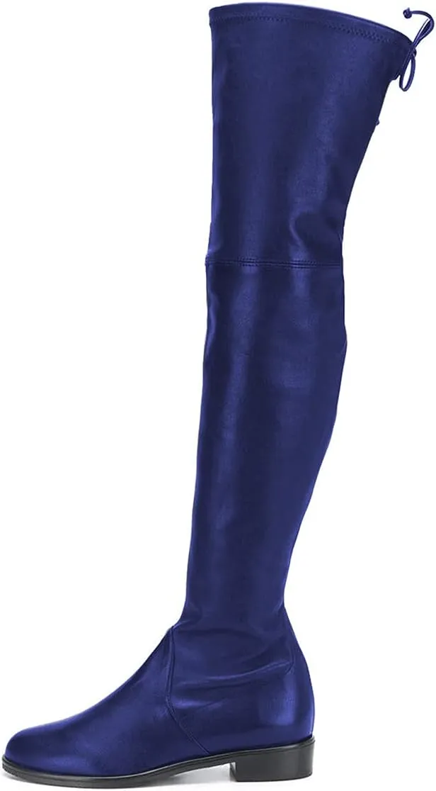 YDN Women Sexy Closed Toe Over The Knee Boots Lace Up Thigh High Low Heel Dress Flat Long Booties Size 4-15 US