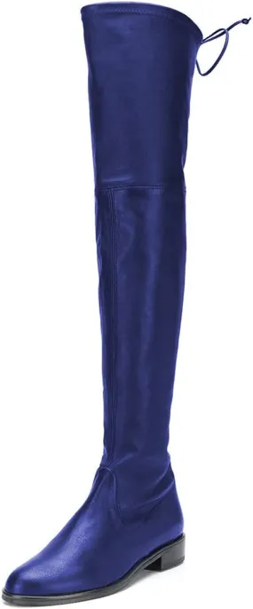 YDN Women Sexy Closed Toe Over The Knee Boots Lace Up Thigh High Low Heel Dress Flat Long Booties Size 4-15 US